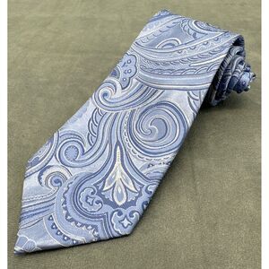 Donald J Trump Signature Collection Mens Blue Paisley Silk Tie Hand Made Classic